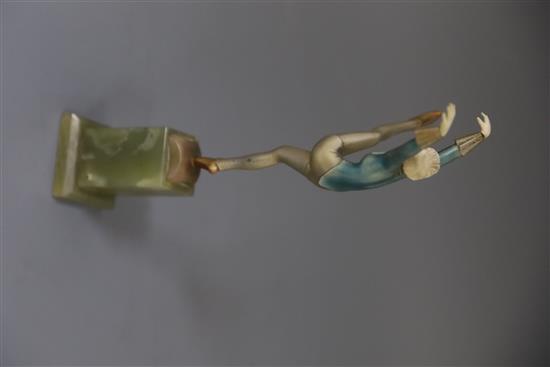 An Art Deco cold painted bronze and ivory figure, by Dakon, H. 27.5cm